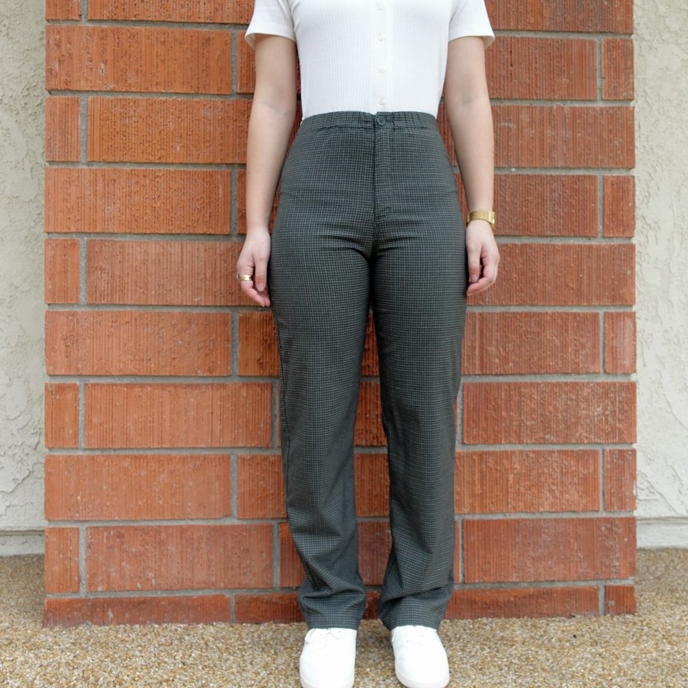 John Galt Dark Green Gingham Tilden Pants